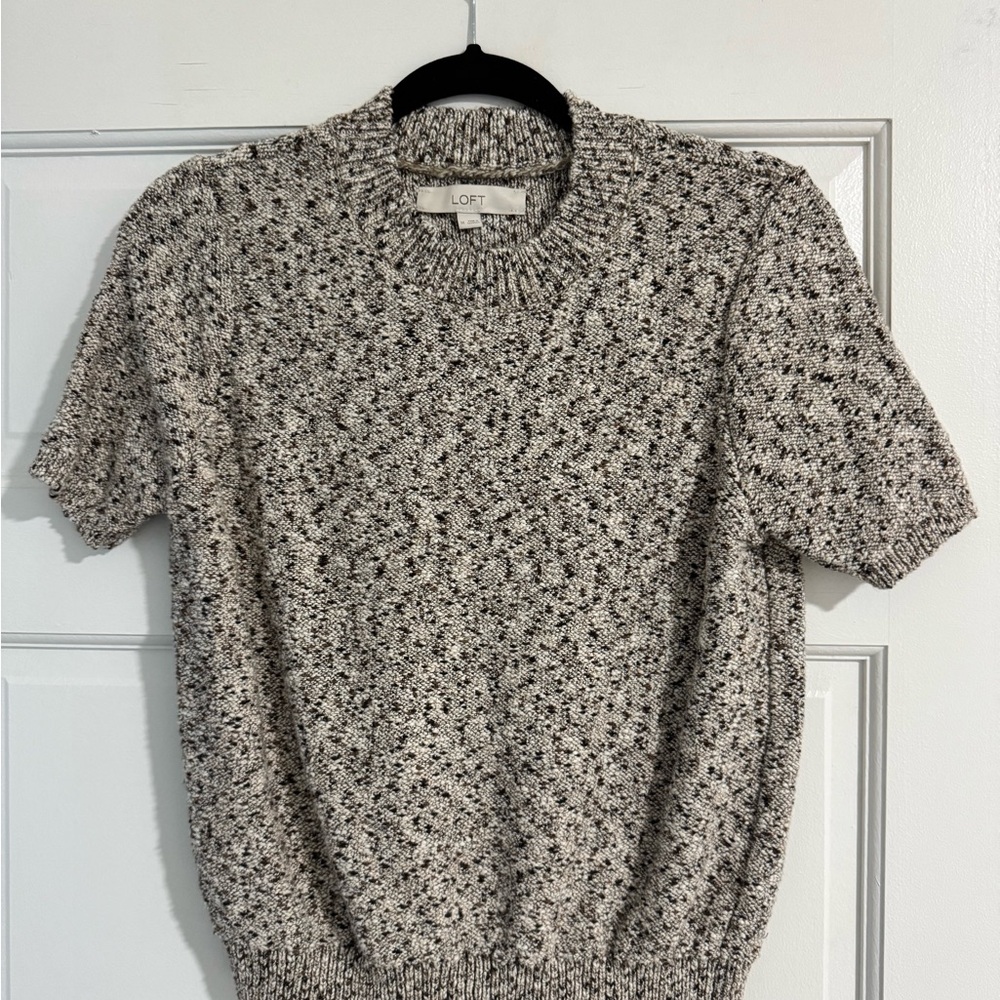 LOFT Brown and Cream tweed Sweater